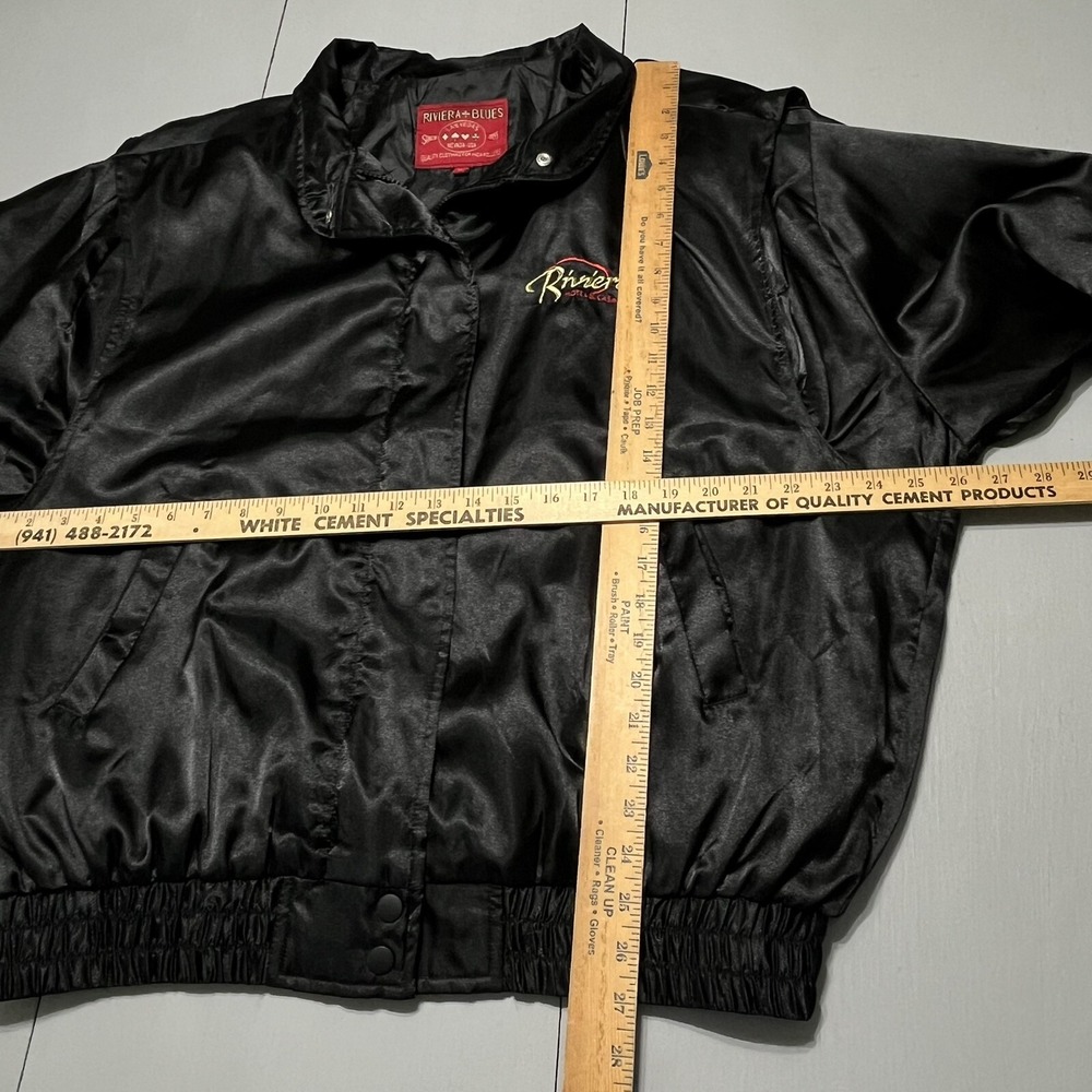 Bomber Jacket Size XL Las Vegas Riviera Casino Vintage Satin Zip Men's Trucker - Picture 9 of 11